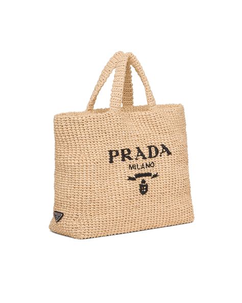 prada tan raffia tote bag